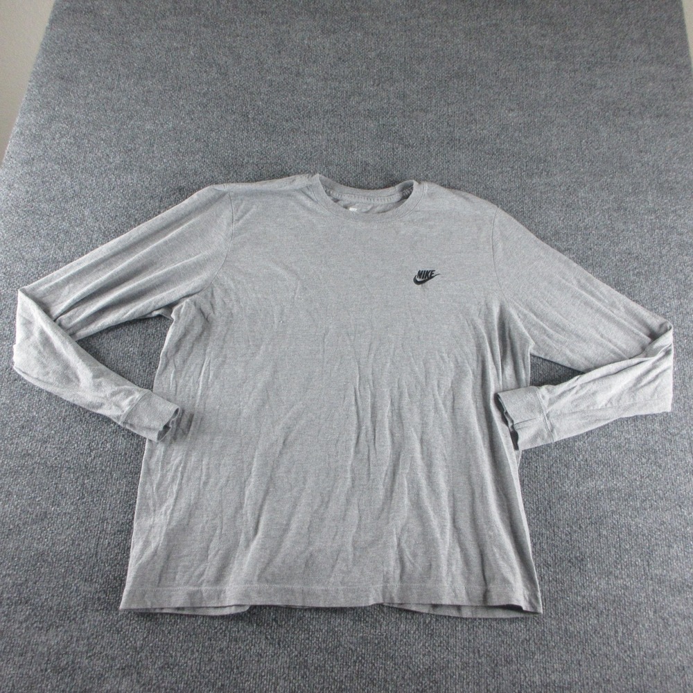 Nike Shirt Mens XL Gray Long Sleeve The Nike Tee Small Logo Crew Neck Casual